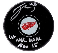 JONATAN BERGGREN DETROIT RED WINGS INSCRIBED SIGNED AUTOGRAPHED PUCK COA