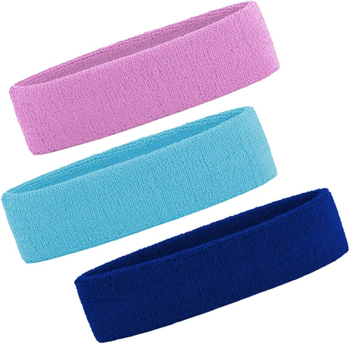 3er Pack Herren & Damen Schweißband Stirnband Frottee Feuchtigkeitstransport für Sport Te - Bild 10 von 12