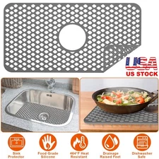 1/2PACK Non-Slip Silicone Sink Protector Mat Dishwasher Safe Kitchen Drain Mats