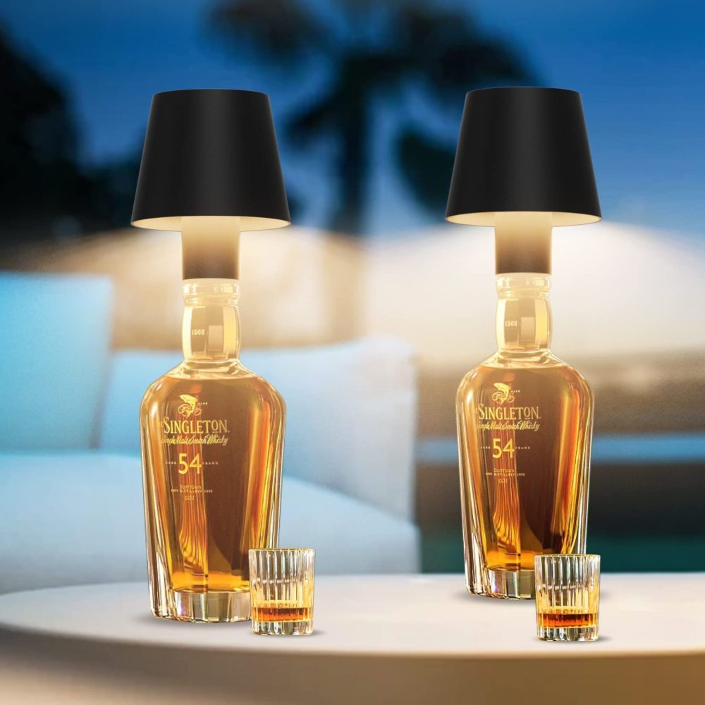 LED Tischlampe Kabellos & Flaschenlampe - 5200 MAh Akku, IP54 Wasserdicht, 7 Modi, Dimmbar, Touch-Bedienung - Weiß