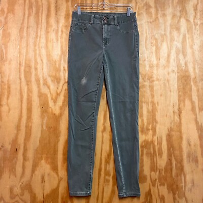 M Jeans by Maurices Women's High Rise Skinny Jeans Solid Green Size M Long 