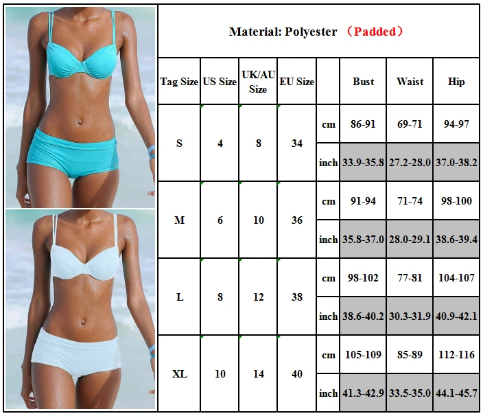 Mujeres Damas Sujetador Push Up Sexy Conjunto de Bikini Pantalones Cortos Traje de Baño Traje de Baño Foto 3 de 4