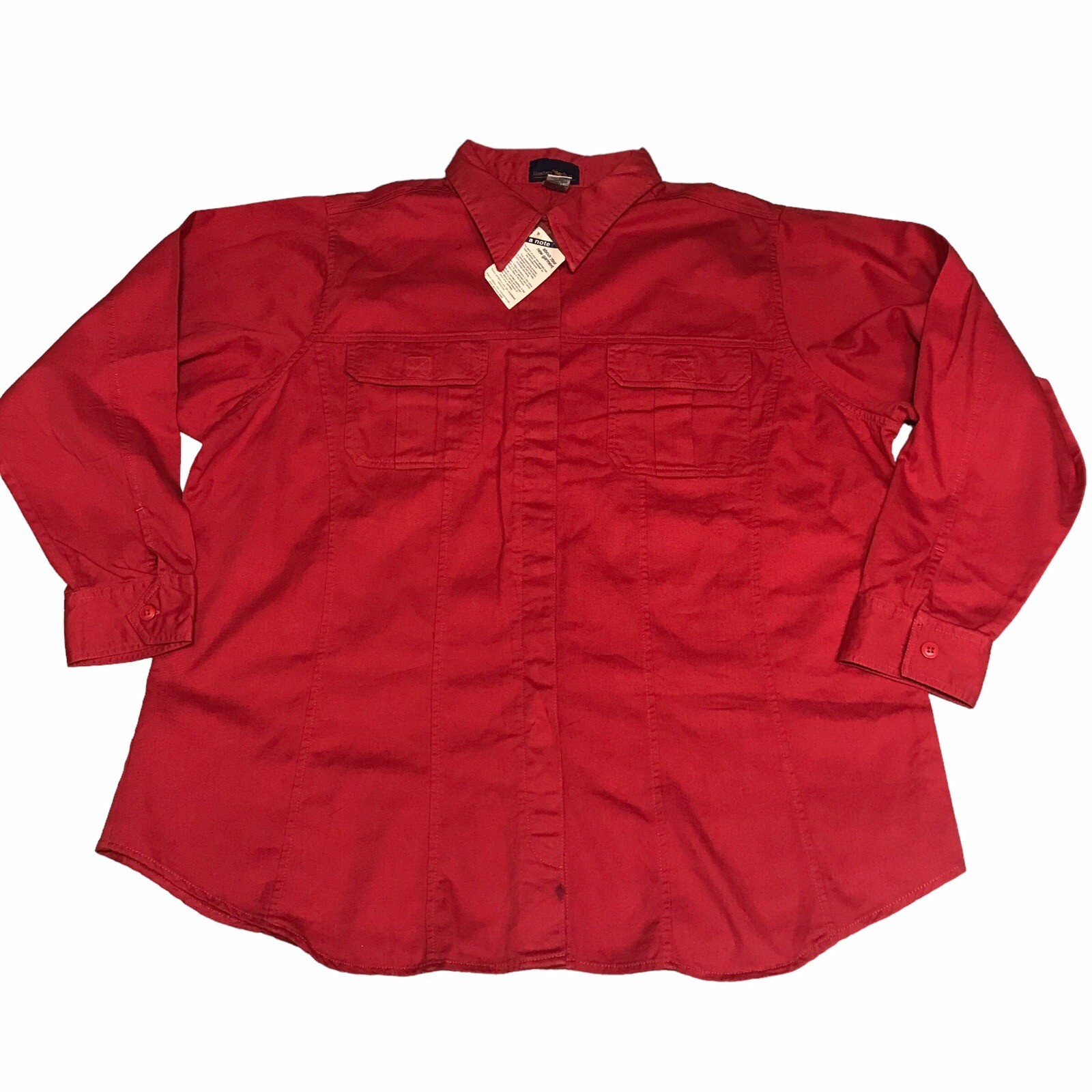 Hunters Run Women B2 Shirt Jacket Red Button Up Long … Gem