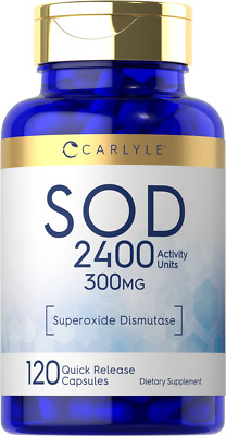 SOD Superoxide Dismutase | 300mg | 120 Capsules | Non-GMO | by Carlyle