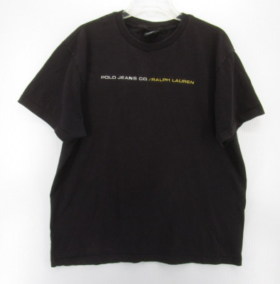 VINTAGE Ralph Lauren Polo Shirt Men XL Black Pullover Spell Out Y2K URL Logo