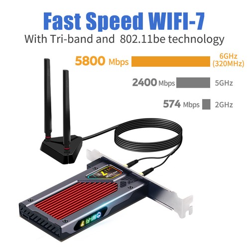 FV-BE8800RGB WFi 7 BE200 PCIE Wifi Card PC Tri-band Wireless Bluetooth Adapter - 第 5/9 張圖片