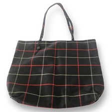 NEW Burberry London Bag Tote Blue Windowpane Plaid Treated Canvas COA