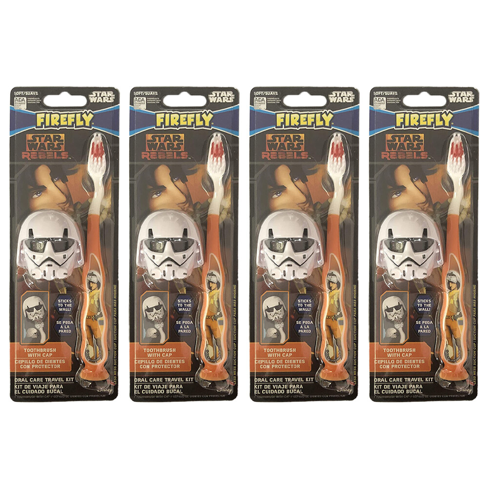 Pack of (4) New Firefly Star Wars Rebels Toothbrush with Cap