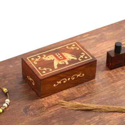 Secret Opening Lock Jewelry Box, Engraved Wooden Hidden