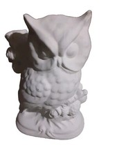 Vintage Japan Ceramic Owl Figurine Mid Century Statue Decor Matte White Chalk