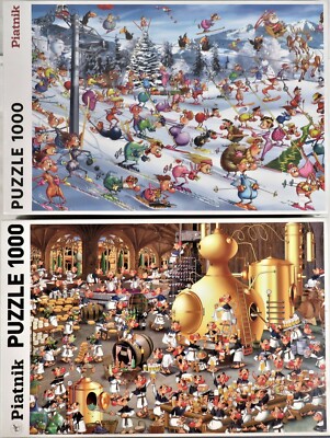 Ruyer CHRISTMAS SKIING & BREWERY Jigsaw Puzzles 27 x19  Piatnik BOTH NEW/SEALED!
