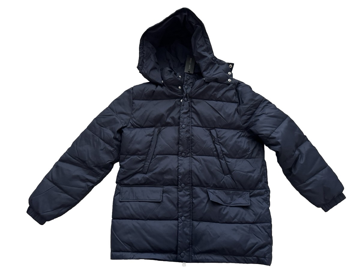 Slate & Stone Ripstop Nylon Down Jacket Dark Blue Navy Men L Large