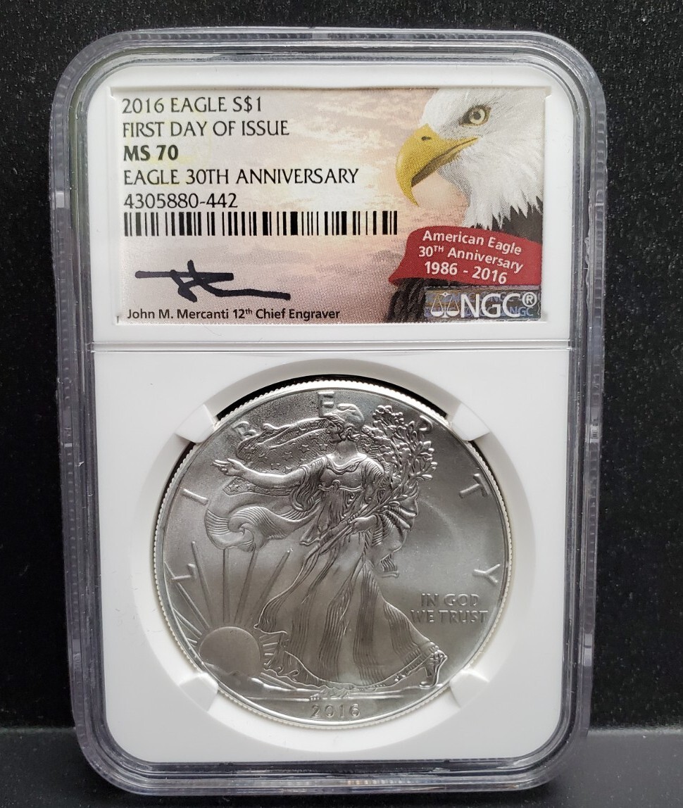 2016 $1 Silver Eagle NGC MS70 First Day-Eagle 30th Anniversary