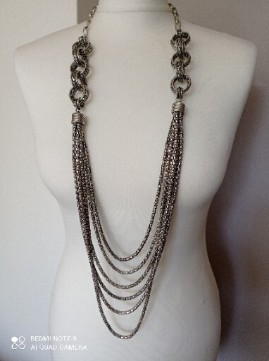 Retro Statement Silver Tone Mesh Multistrand Chun… - image 1