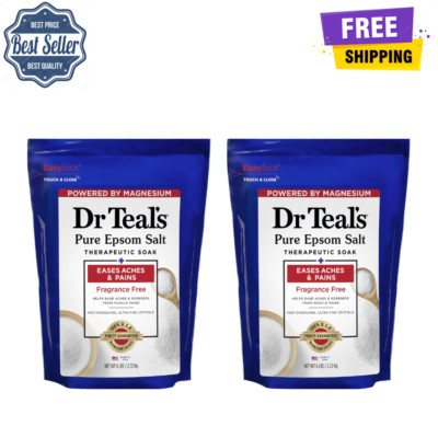 ( Pack of 2 ) Dr Teal's Pure Epsom Salt Soak, Therapeutic, Fragrance Free, 6 lbs