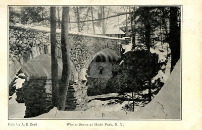 STONE BRIDGE OVER CRUM ELBOW CREEK, Hyde Park, New York NY Postcard Copy