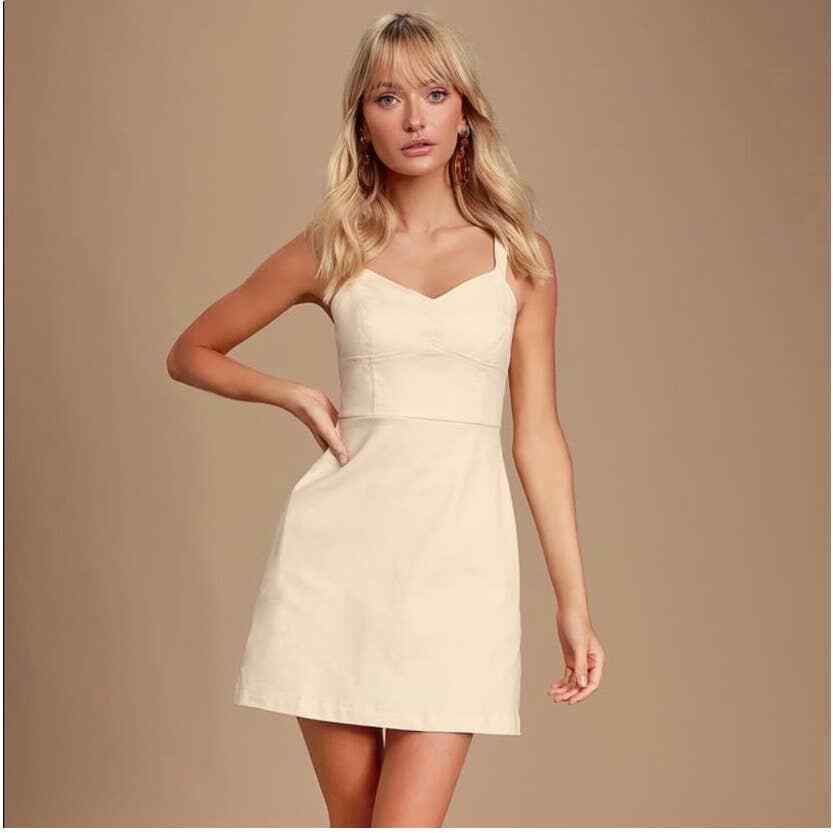 Line & Dot Cream Aline Sleeveless Denim Mini Dress Size M NEW | eBay