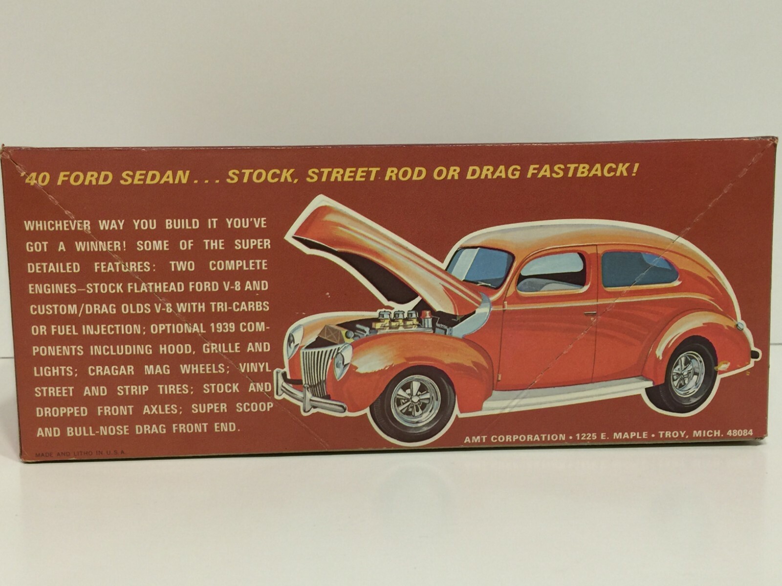 AMT 1940 Ford Sedan Gasser 1/25 scale built model and box