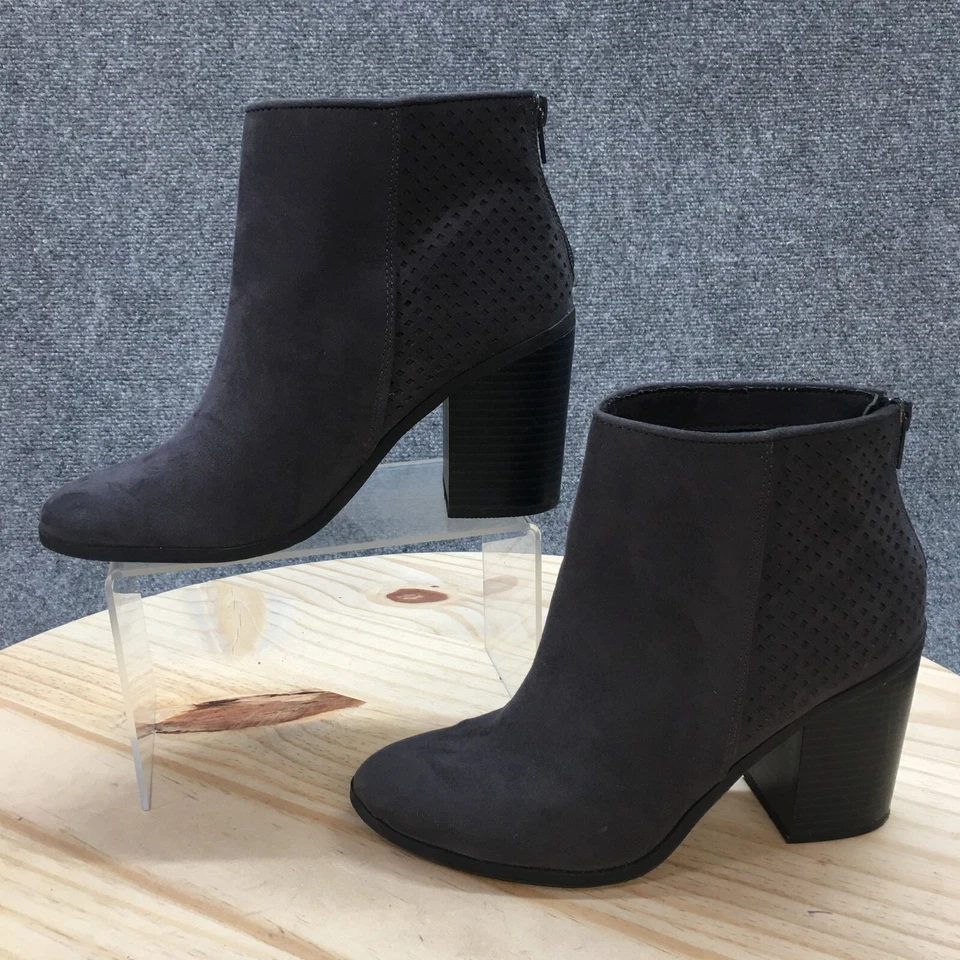 Botas American Eagle para mujer 7,5 botín al tobillo tela gris punta almendra tacones en bloque Foto 2 de 4