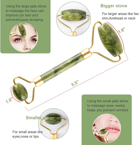Jade Gua Sha Facial Massager Set 5 in 1 – Face Roller, Skin Care Tools, Sculpt & - Picture 2 of 7