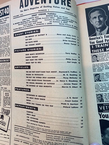 1957 January Adventure The Man's Magazine of Fiction and Fact - Picture 2 of 2