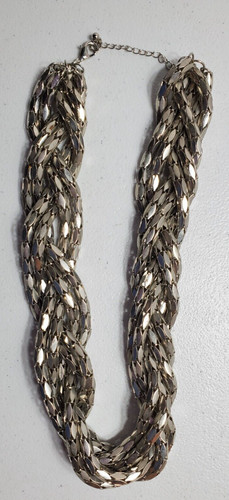 Beautiful Silvertone Breaded Mesh Necklace