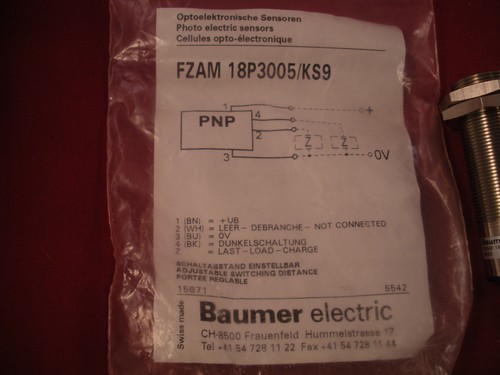 Baumer FZAM 18P3005/KS9 Sensor difuso fotoeléctrico FZAM18P3005KS9 Plumín Nuevo - Imagen 3 de 5