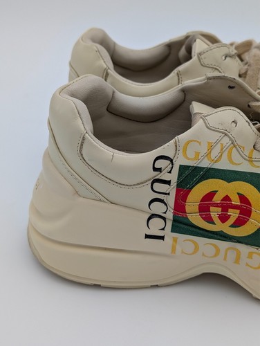 Gucci Rhyton Trainers Ivory Sneakers Square Logo Web Mens US 9 UK 8 EU 42 - Imagen 11 de 24