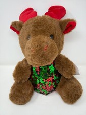 Holiday Time Christmas 12" Brown Plush Moose with Sequins Stuffed Animal Pal