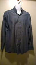 TOMMY HILFIGER ITHACA 16 34/35 Blue Button Down Men's Dress Shirt Large