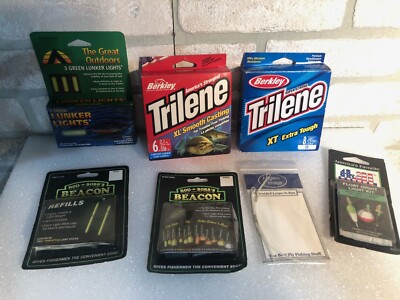 Fishing Tackle Lot, Trilene, Light Sticks, Lunker Lights, Braided Loops, NIB