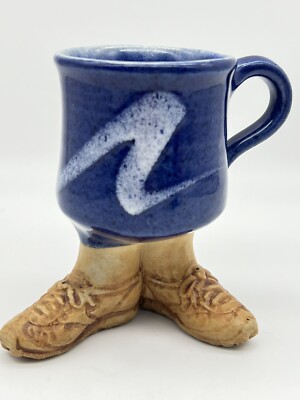Studio Pottery Running Shoes Five Bridges Athletic 1980 Blue Feet Stamped