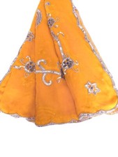 Georgette Dupatta Scarf Vintage Indian Embroidered Long Stole For Woman LD7206