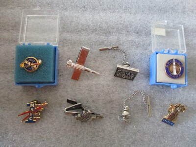 NASA MSFC PINS/TIE TACKS-8*RARE* 55 YR SERVICE+APOLLO LUNAR ROVER+SATURN ROCKET+