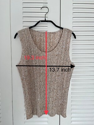 ISSEY MIYAKE Pleats Please Tank Top Sandy Beige Size 3 from