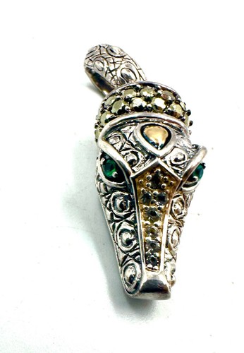 COLGANTE VINTAGE JOHN HARDY .925 14K CON OJOS VERDES COCODRILO - Imagen 2 de 10