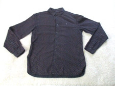 AllSaints Abstract Long Sleeve Button Up Shirt Mens Medium Black