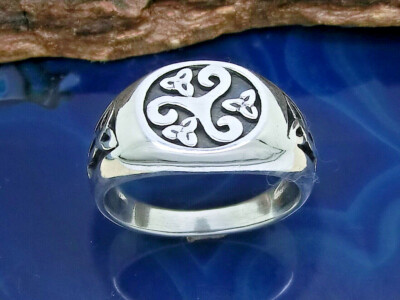 Triskele Triquetra 925 Sterling Silber Ring Siegelring Kelten keltischer Schmuck