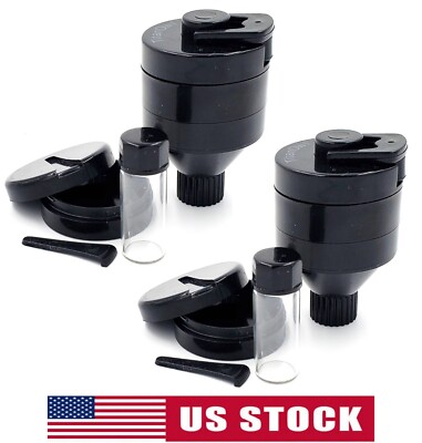 2x Plastic Spice Funnel Crank Grinder Hand Mill Dia 1.6 inch Portable Glass Vial