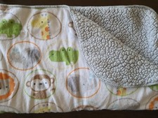 CIRCO Blanket Animals Monkey Lovey Elephant Giraffe Lion Circles White Safari