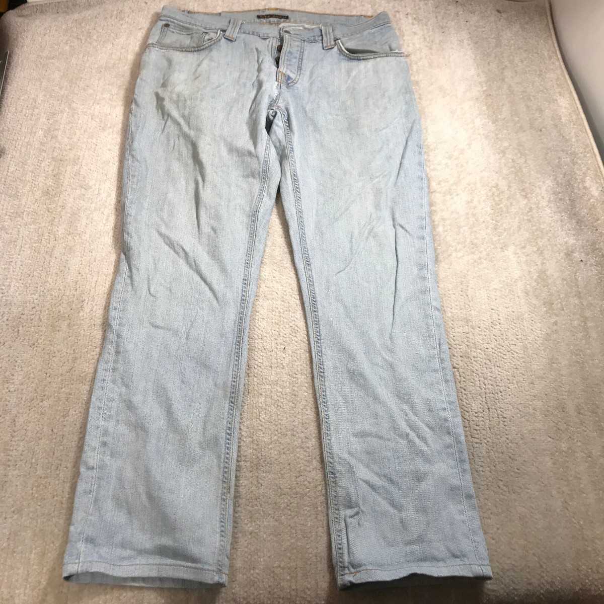 Nudie Jeans Mens 33x32 Denim Pants Straight Organic Cotton