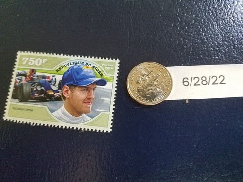 Sebastian Vettel Race Car Driver 2014 Republique De Niger Perforated Stamp