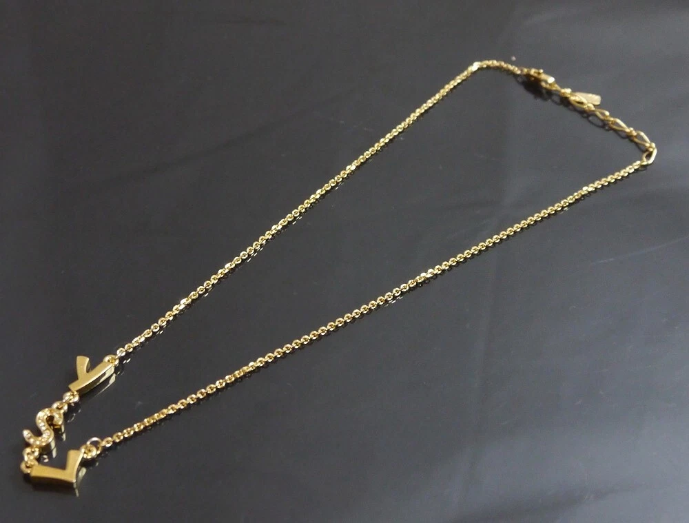 SAINT LAURENT (YSL) Autentica collana Yves Saint Laurent logo vintage metallizzato #4263