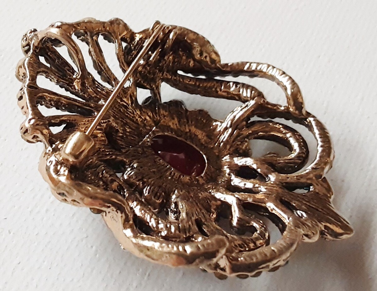 Broche Vintage Haute Joaillerie Or Fleur Cristaux - Modèle Navette 833, Très Bon état