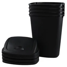 Idotry 13 Gallon Plastic Kitchen Trash Can Swing Lid, Large Garbage Can, 4-Packs