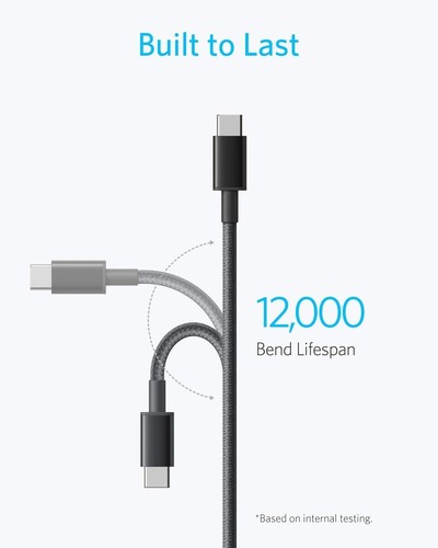 Anker USB C To USB C Cable Type C 60W Fast Charging Braided 6FT 5Pack USB 2.0 - Picture 7 of 14