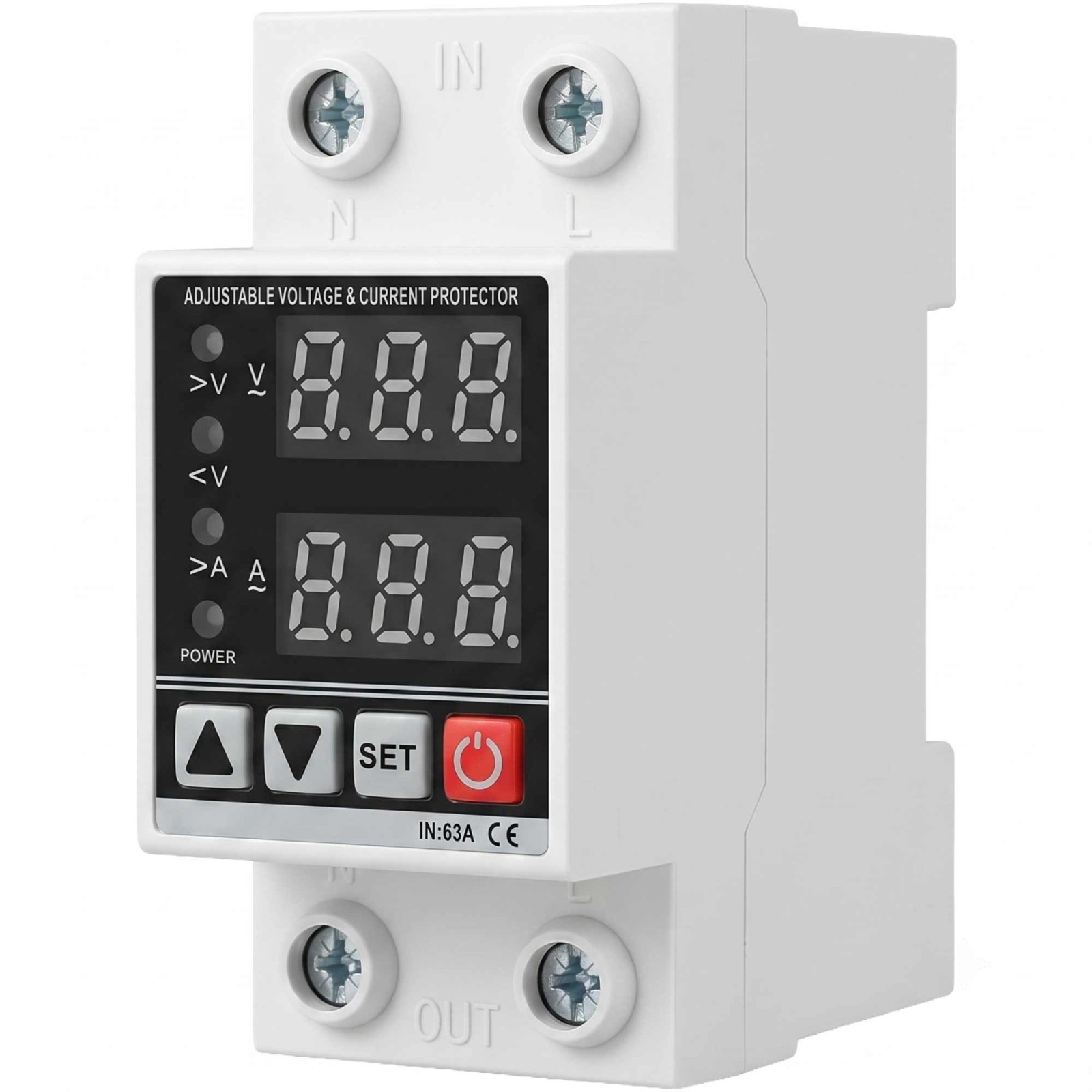Shopcorp 63A DIN Rail Voltage Overcurrent Protector AC 120V
