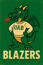 NCAA College Mascot Logo Poster 12x8in Metal Sign Vintage UAB blazers a