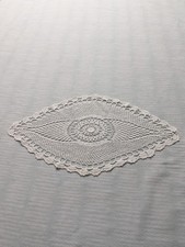 Napperon losange au crochet fait main 45 X 24 cm– coton –' fabrication France