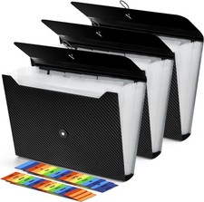 3Pcs Expanding File Folder, 13 Pockets Accordion File Holder Organizer, A4